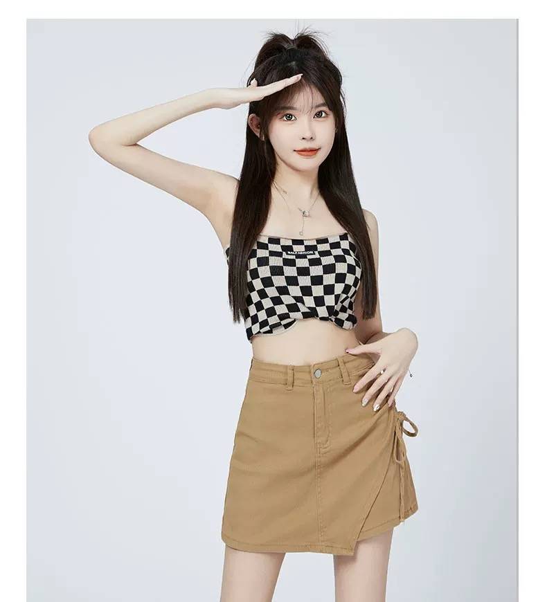 設計感高腰顯瘦不規則A字裙,2025春季新款抽繩A字包臀半身裙 設計感高腰顯瘦不規則A字裙,2025春季新款抽繩A字包臀半身裙